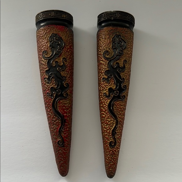 Other - Textured Wall Sconces with Black Dragon Design